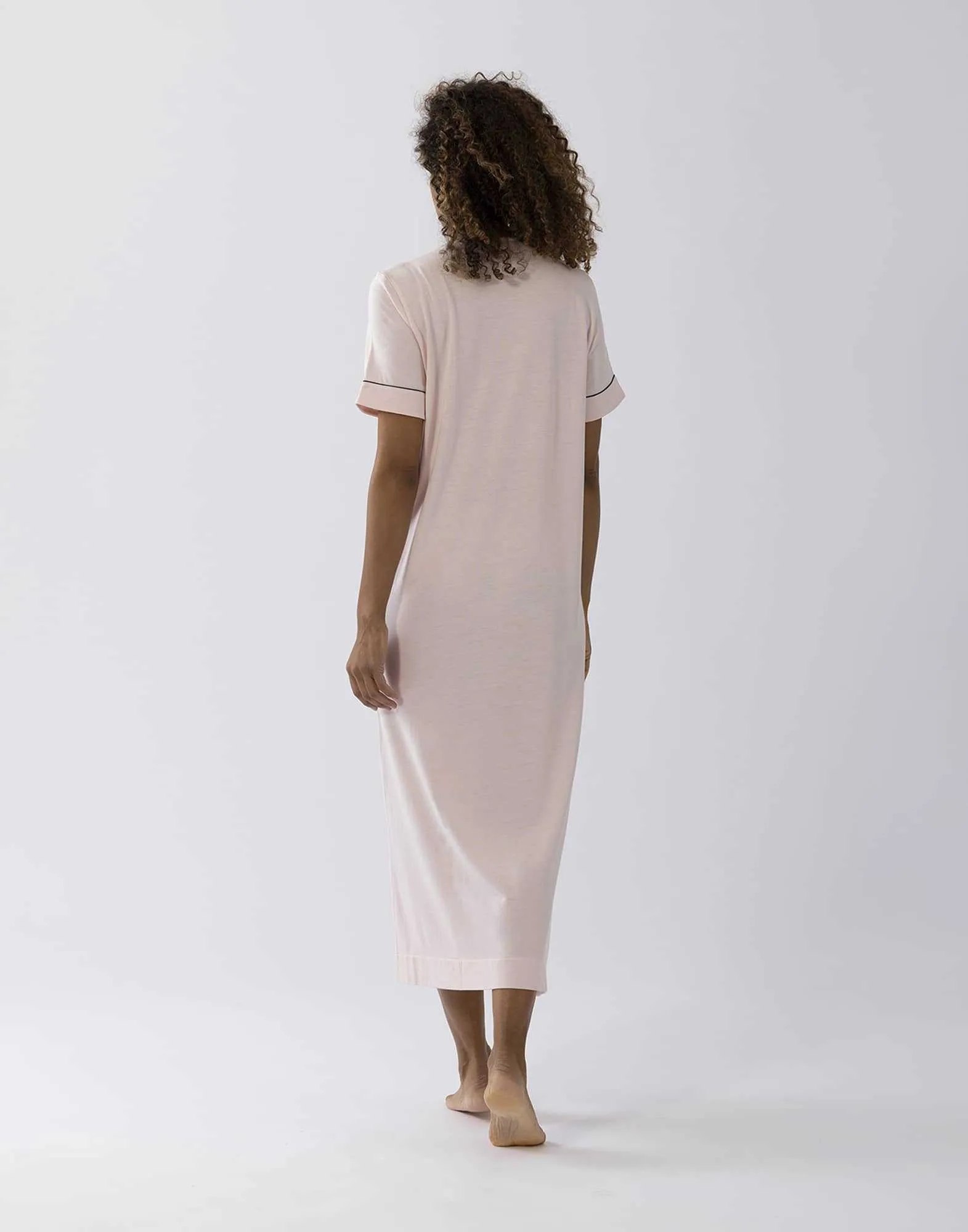 Chemise de nuit manches courtes en coton modal LES INTEMPORELLES A11 bois de rose