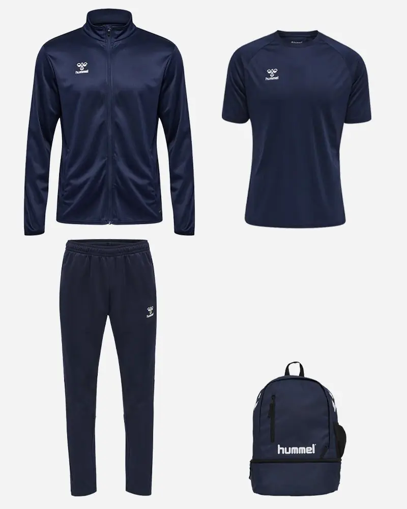 Ensemble Hummel Essential pour Homme. Maillot + Veste de survêtement + Pantalon de survêtement + Sac à dos (4 pièces)