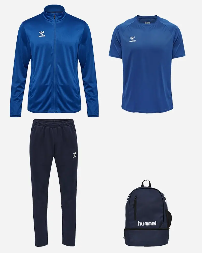 Ensemble Hummel Essential pour Homme. Maillot + Veste de survêtement + Pantalon de survêtement + Sac à dos (4 pièces)