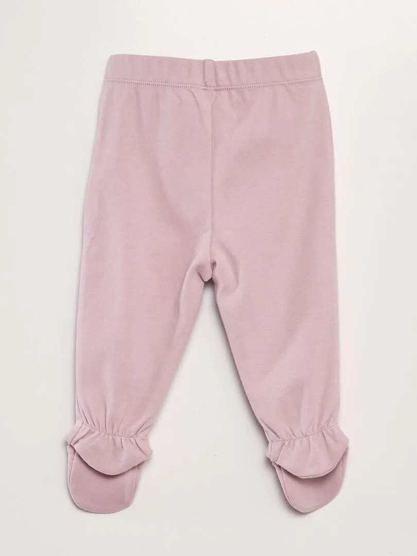 Ensemble pyjama en jersey - Blanc/rose