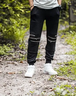 Pantalon Joggers en Coton avec Fermetures Eclaire Genoux