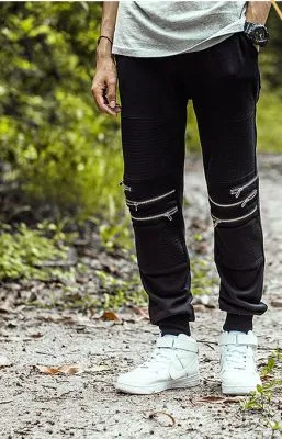Pantalon Joggers en Coton avec Fermetures Eclaire Genoux