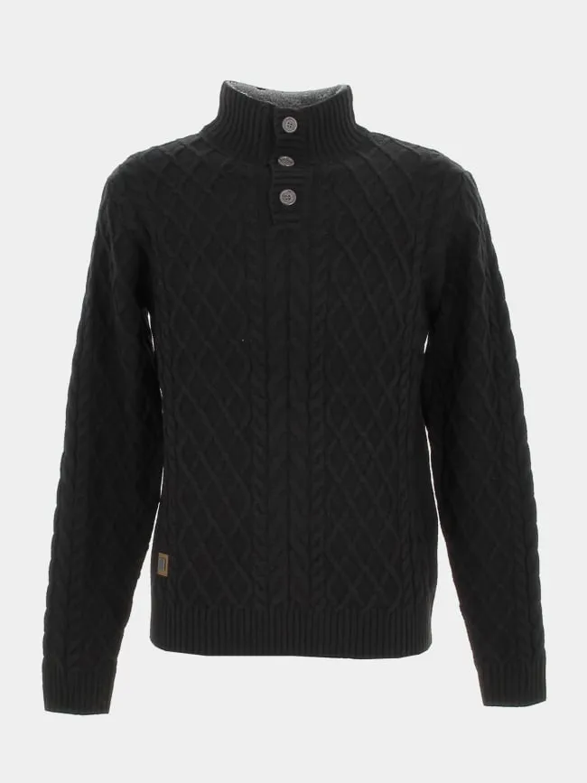 Pull 1/2 zip motif en relief noir homme - RMS 26 | wimod