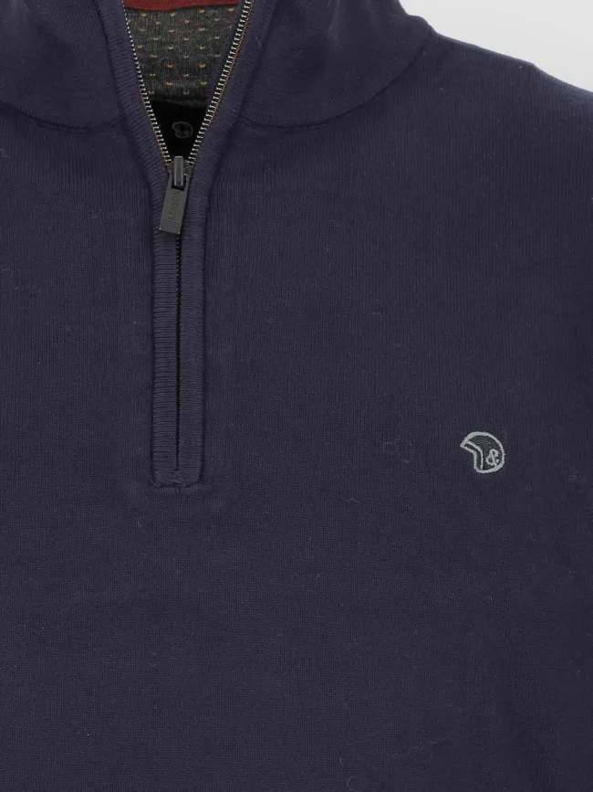 Pull col zippé fobos bleu marine homme - Benson & Cherry | wimod