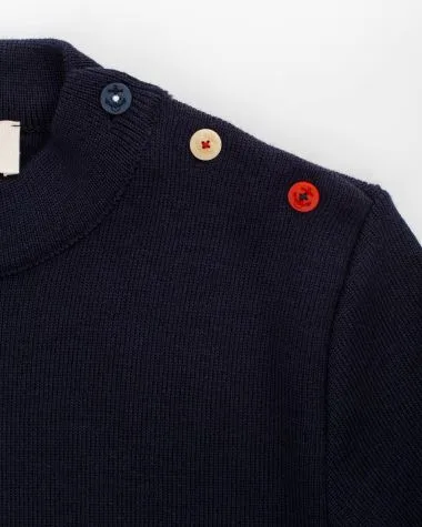 Pull Marin en laine pour Homme, avec coudières en voile 100% recyclée